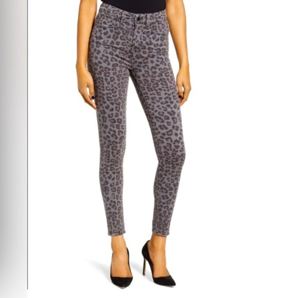 NWT GOOD AMERICAN GOOD LEGS Leopard Skinny Jeans High Rise GL196TOP Sz‎ 2/26